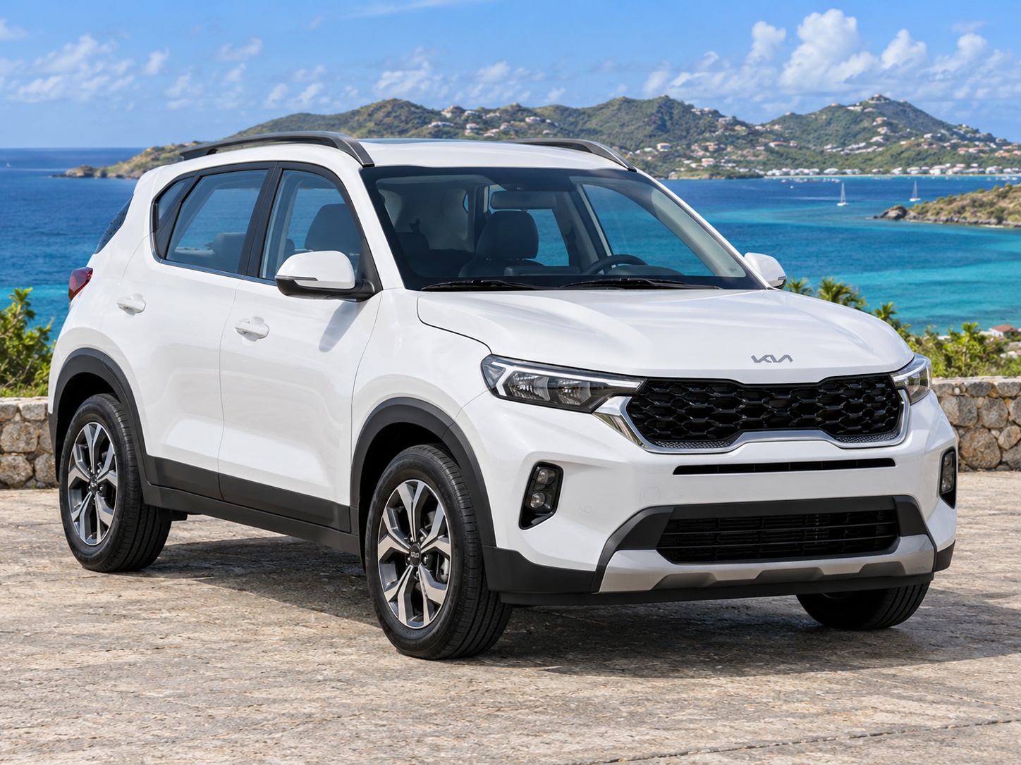 Kia Sonet 2023 Blanc céleste - vue avant 3/4