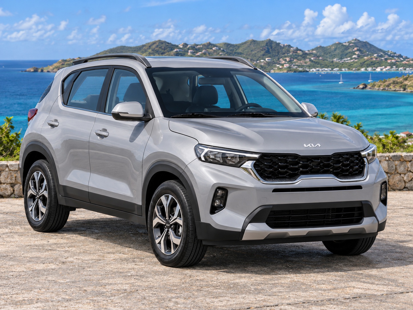 Kia Sonet 2022 Gris clair - vue avant 3/4