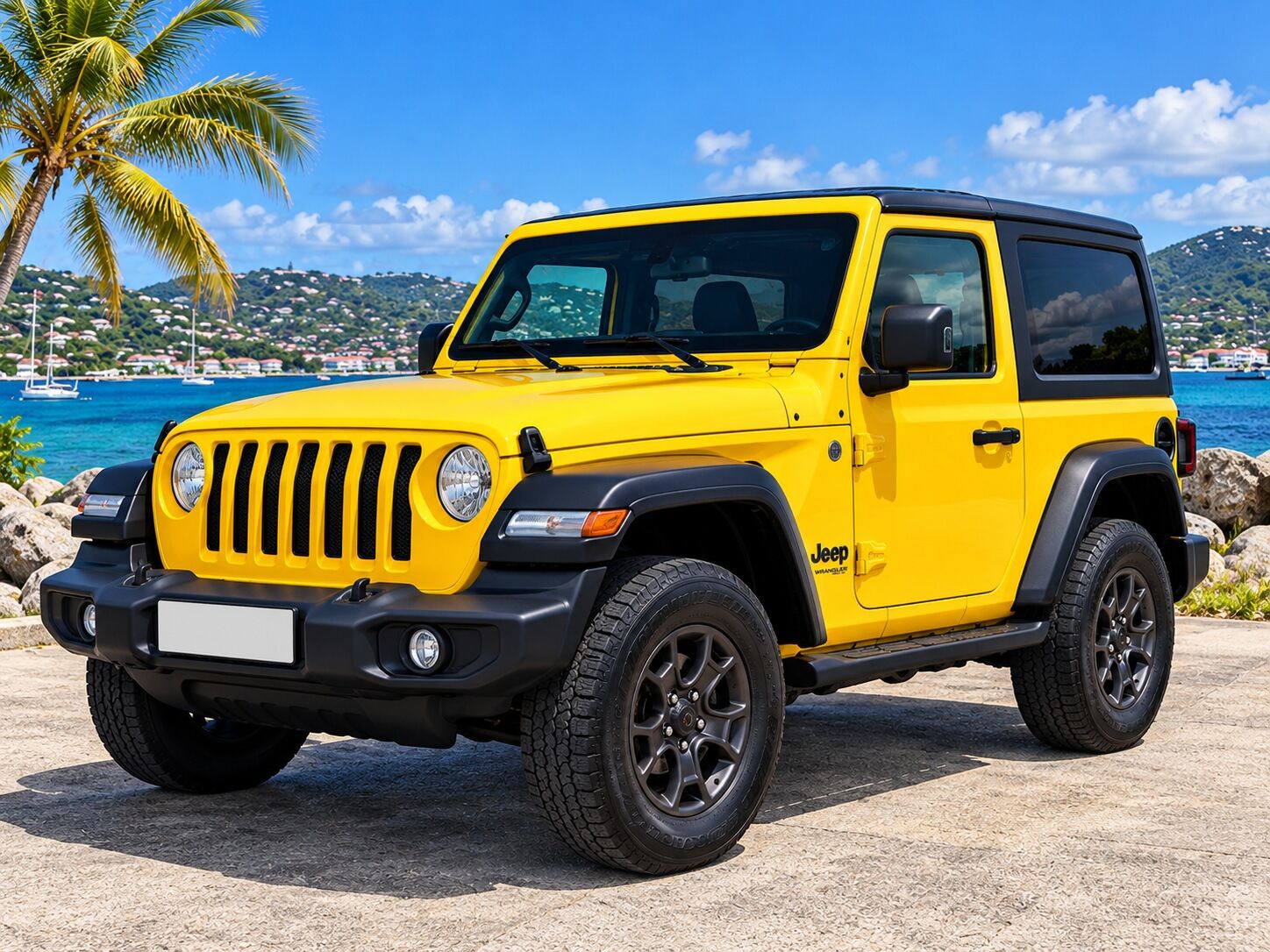 Jeep Wrangler Sport 2020 Jaune - vue avant 3/4