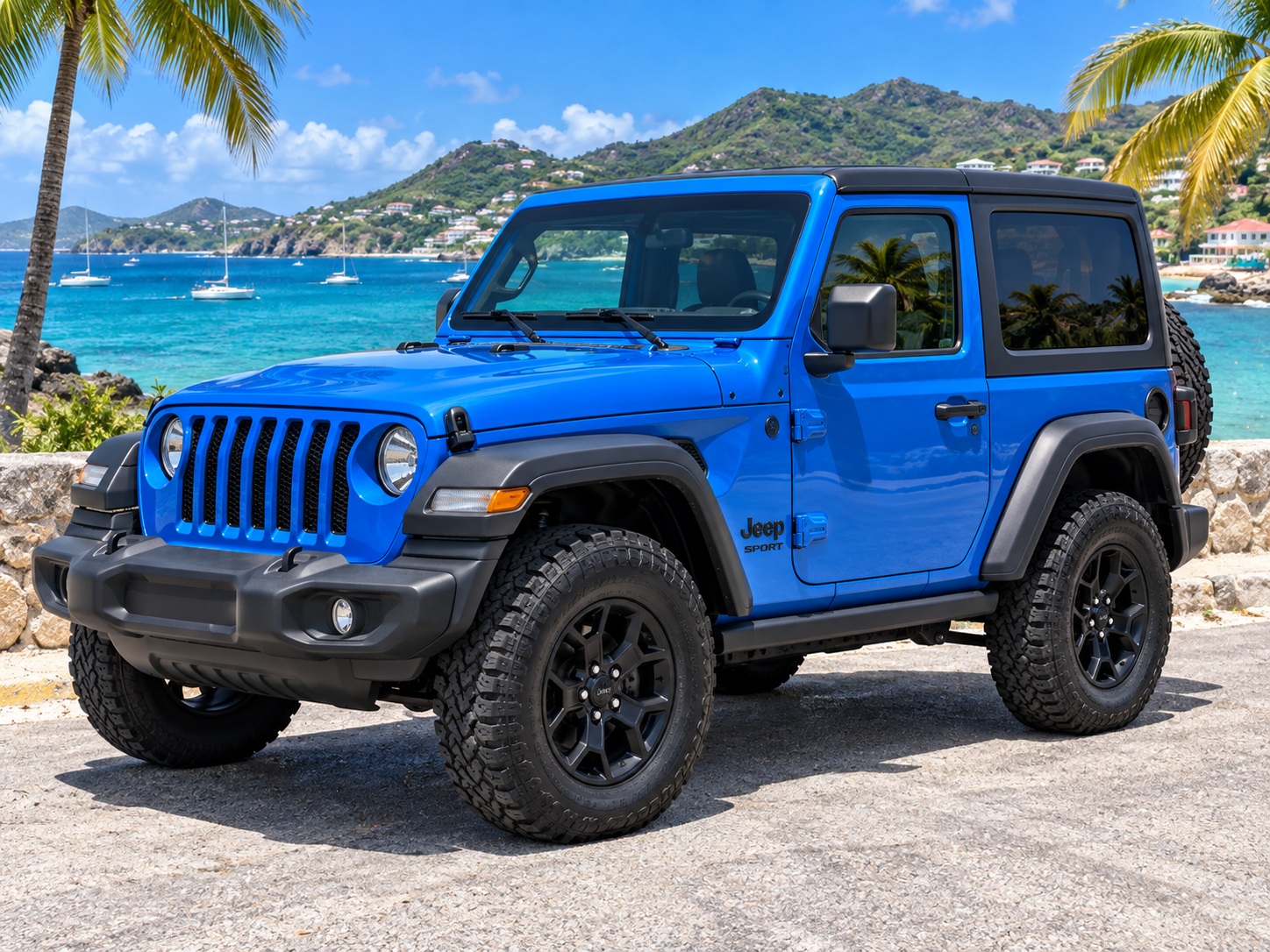 Jeep Wrangler Sport 2020 Bleu - vue avant 3/4